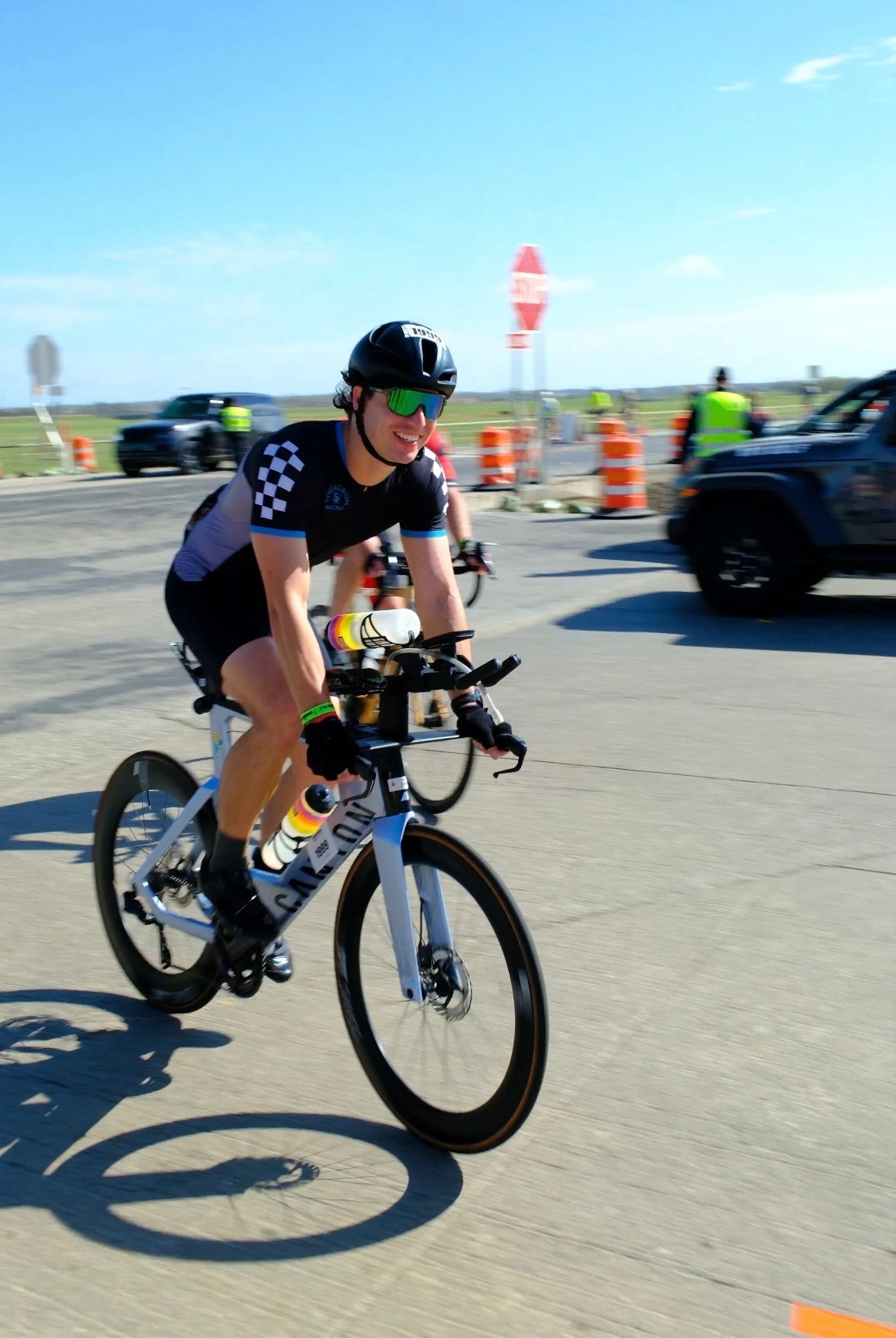 Squadron Racing athlete racing the bike leg of an Ironman